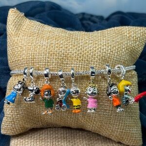 Colorful Cartoon Character Charms Bracelet sterling silver Charlie Brown PEANUTS